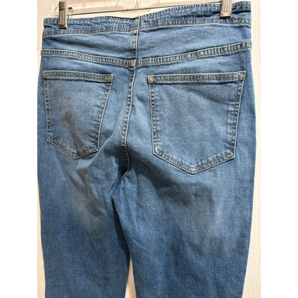 FOREVER 21 Blue Denim Wide Leg Jeans, Side Zipper, Women’s Large - Picture 6 of 7